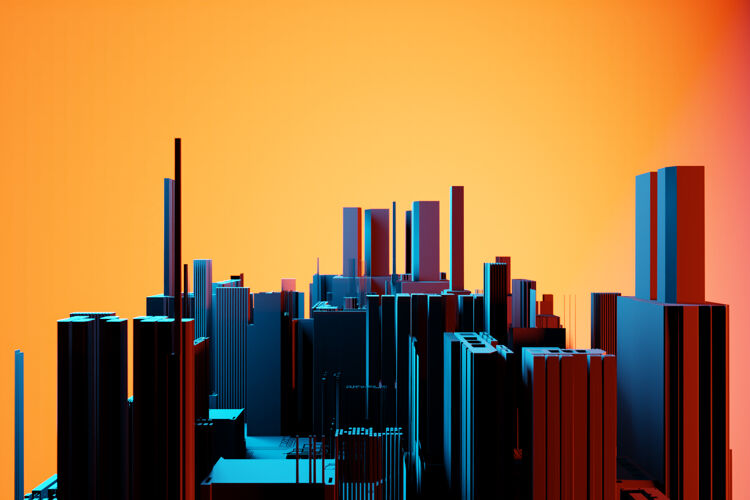 摩天大楼市中心商业区摩天大楼广场形状组成几何抽象现代办公楼的通用城市插图场景办公室现代
