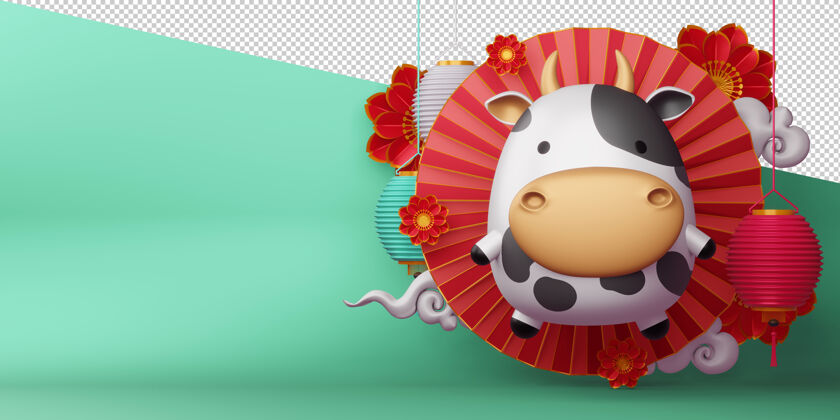 传单中国新年 牛年节日海报装饰