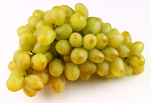 葡萄白色表面上的白色葡萄背景叶水果