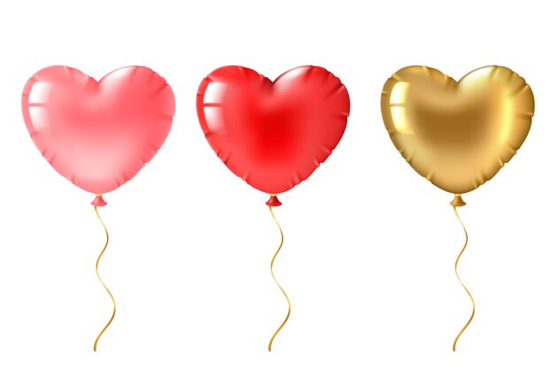 浪漫心气球插图元素红色粉色