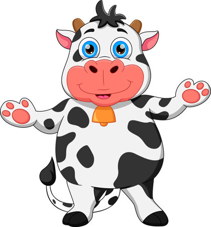 动物卡通牛挥手微笑卡通人物牛野生动物
