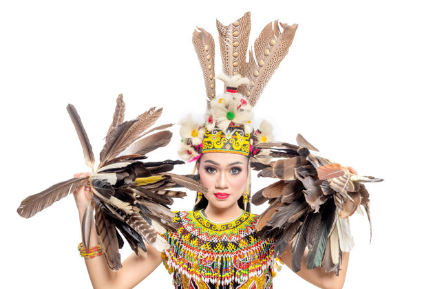 传统东加里曼丹传统舞蹈的舞女文化服饰舞蹈