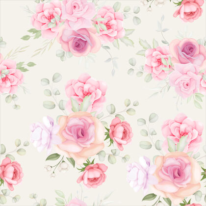 壁纸优雅的花卉无缝模式与软花装饰优雅水彩复古