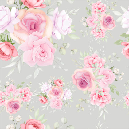 花卉优雅的花卉无缝模式与软花装饰无缝图案玫瑰优雅