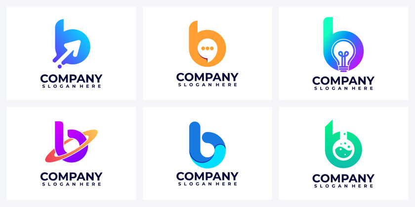 创意一套现代抽象字母b标志的灵感公司优雅字母a