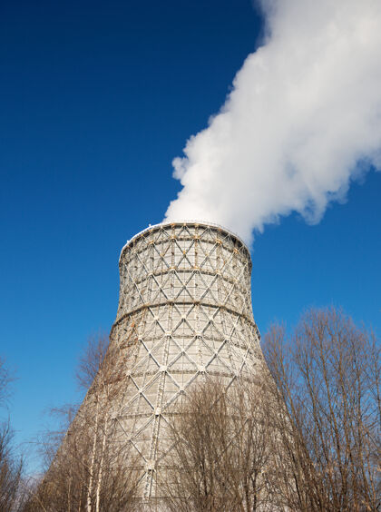 冬天火力发电厂的冬季景色污染工厂建筑