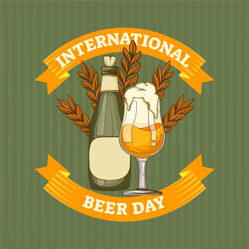 庆典手绘国际啤酒日插画啤酒手绘杯子