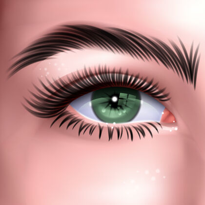 眼睛美丽的绿色长睫毛女人的眼睛绿眼睛女人女孩