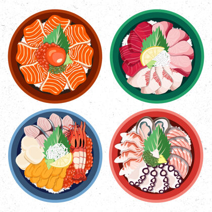 手食物菜单画鲑鱼传统套装日本