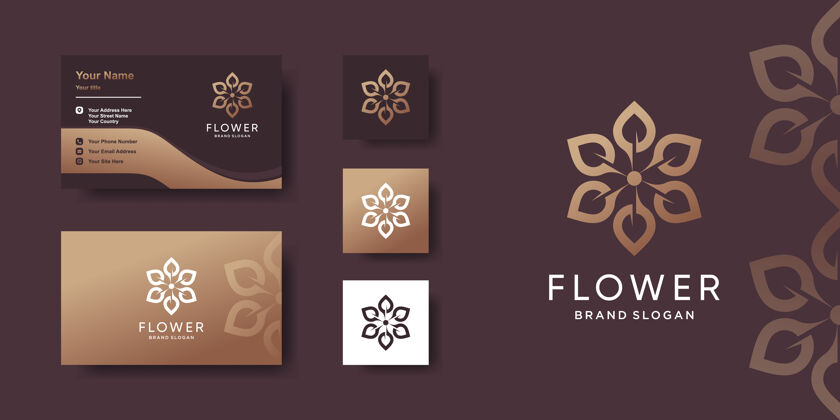 花卉标志创意概念和名片设计的花卉标志花卉商业名片