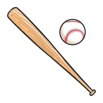 皮革棒球与蝙蝠的插图运动游戏比赛