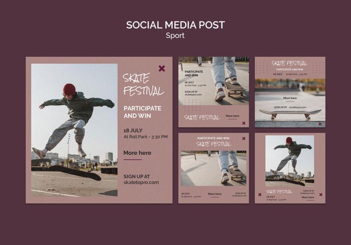 社交媒体帖子滑板节社交媒体帖子溜冰生活方式体育