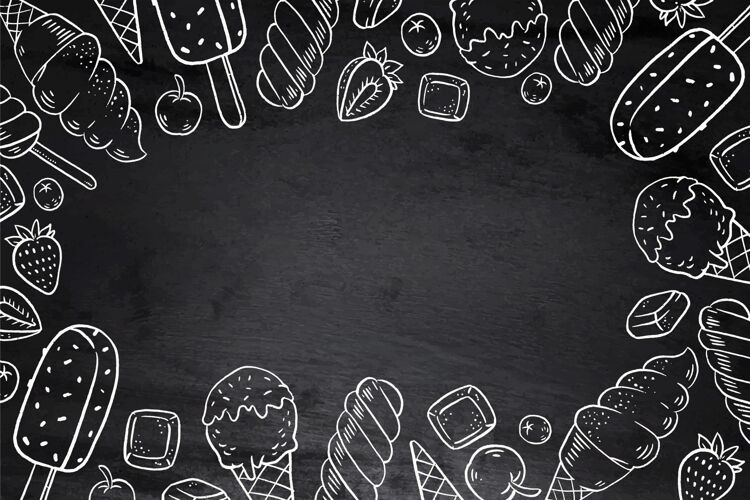 手绘手绘冰淇淋黑板背景冰淇淋甜点黑板背景
