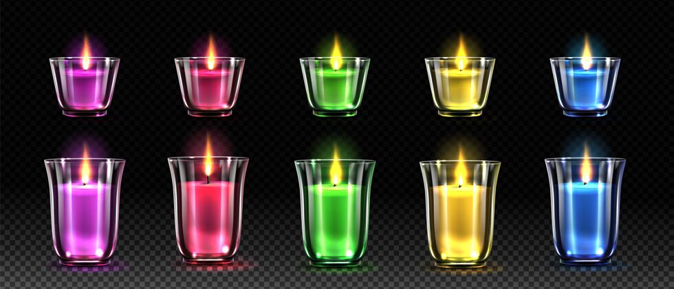 现实的设计彩色蜡烛现实插图集包套烛光