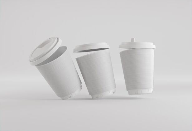 组成咖啡品牌与杯子模型纸张分类热饮料
