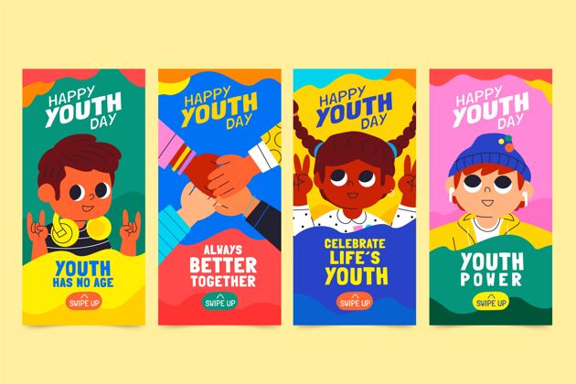 分类卡通国际青年节故事集包装Instagram收藏