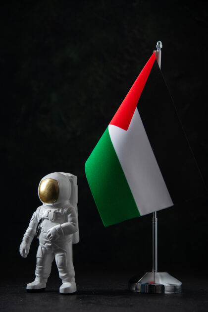 战争正面图巴勒斯坦国旗与太空人玩具黑色爱国黑暗玩具