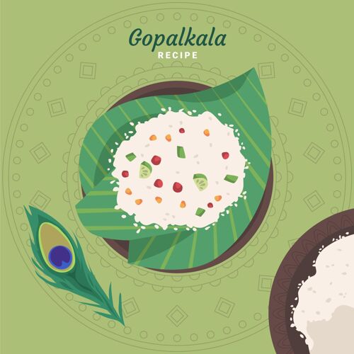 米饭手绘gopalkala插图米饭KrishnaJanmashtami活动
