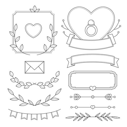 分类线性平面婚礼饰品系列饰品包装平面设计