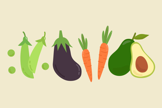 素食者粉彩蔬菜系列食品豌豆卡通