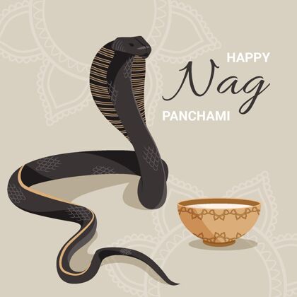 崇拜Nagpanchami插图平面设计文化蛇