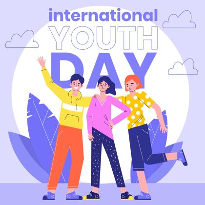 青年节国际青年节插画纪念手绘国际青年节