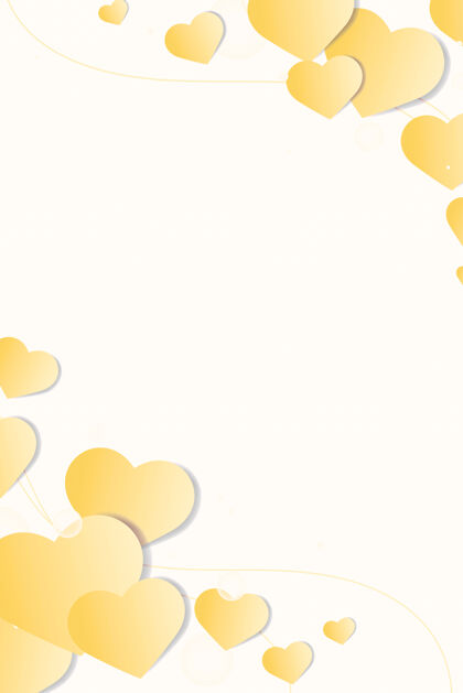 心脏墙纸心形边框黄色背景浪漫曲线边界