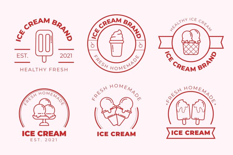 分类线性扁平冰淇淋标签收集标签收集甜点收集