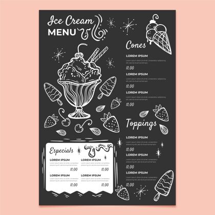 美味手绘冰激凌黑板菜单模板菜单模板冰淇淋冷冻食品