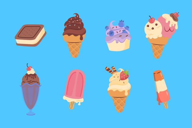 甜点手绘冰淇淋系列美味什锦冰淇淋收藏