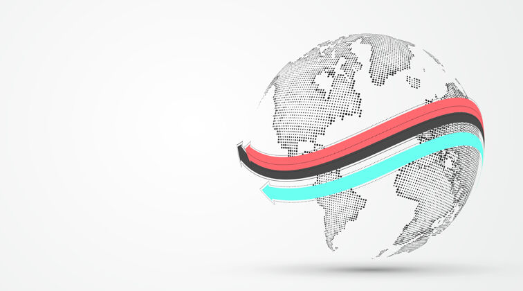 未来象征全球贸易插图的3d地球图形股票国际球体