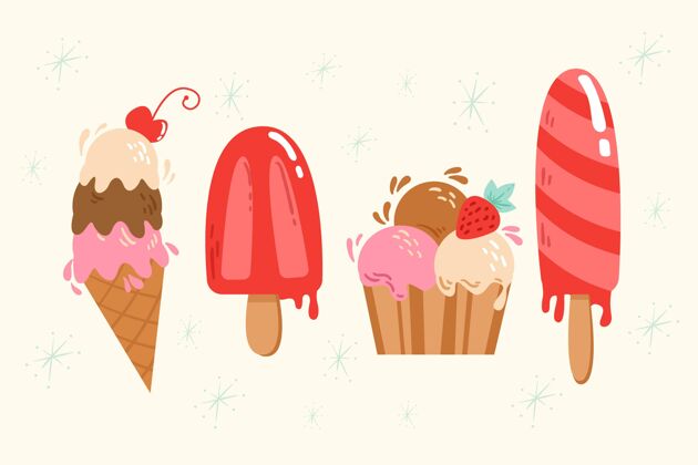 冰淇淋手绘冰淇淋系列美味甜点手绘
