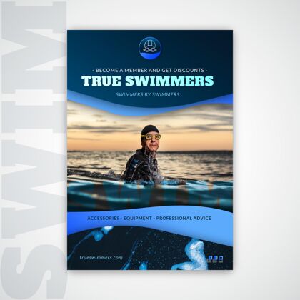 健康游泳海报模板与照片游泳打印模板水