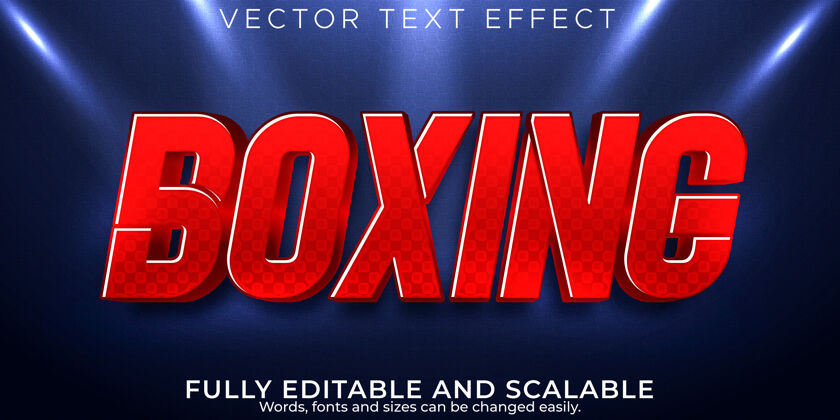战斗拳击运动文本效果可编辑红色和权力文本样式字体排版游戏