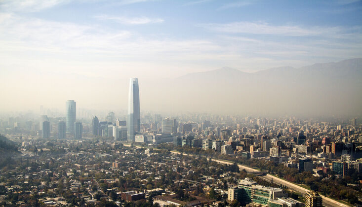 墙纸智利美丽城市圣地亚哥鸟瞰图摩天大楼智利天空