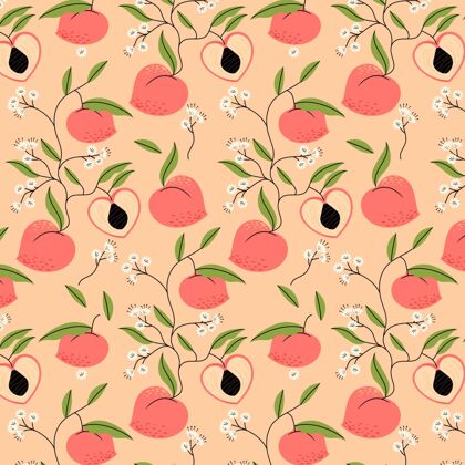桃桃花图案设计装饰图案桃水果图案