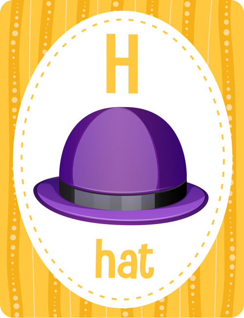 书信字母抽认卡 字母h代表帽子艺术家幼儿园文字卡