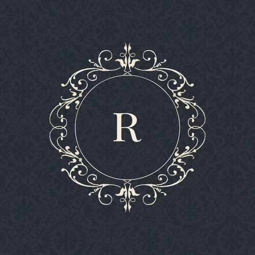R徽标黑色复古徽章品牌字母装饰