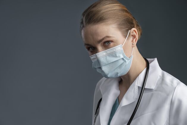 勤劳带拷贝空间的卫生工作者护士保健面罩