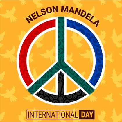 7月18日纳尔逊·曼德拉国际日插画南非国旗曼德拉南非