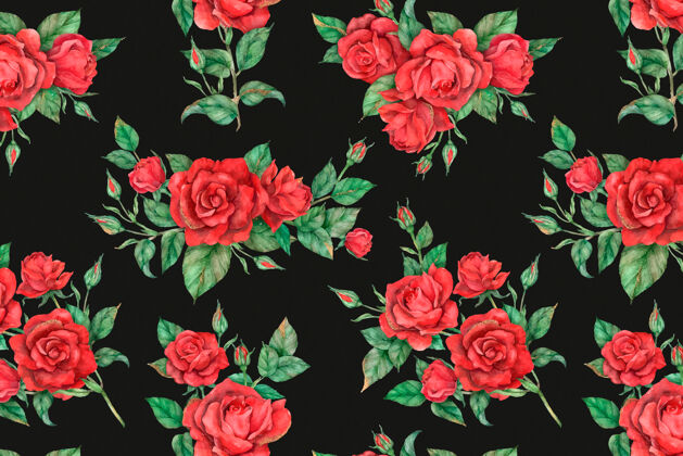 植物红玫瑰图案背景花背景装饰花