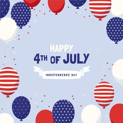 问候手绘七月四日独立日气球背景手绘节日国家