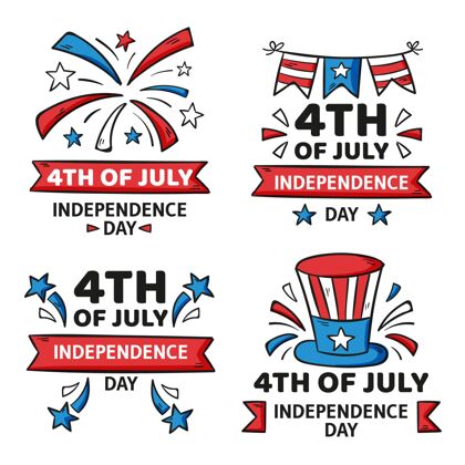 美国手绘七月四日独立日徽章系列美国分类包装