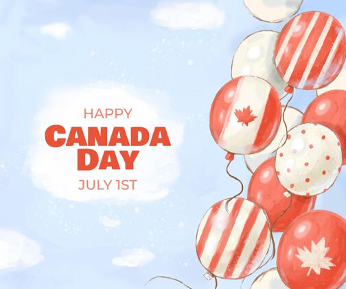 气球背景手绘水彩加拿大日气球背景加拿大日活动节日