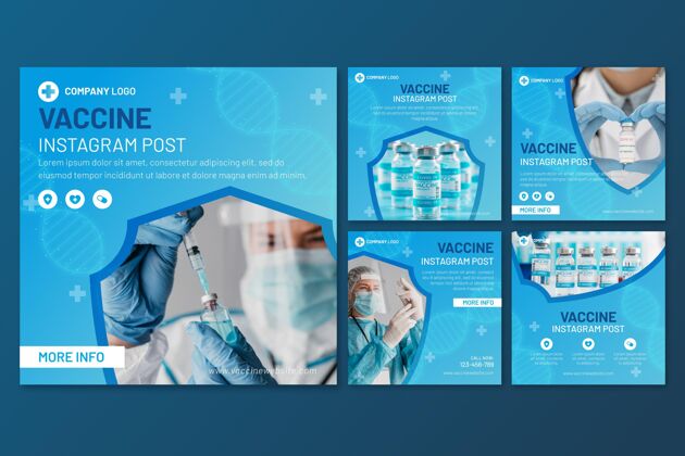 收集梯度疫苗instagram帖子集与照片梯度Instagram帖子流感