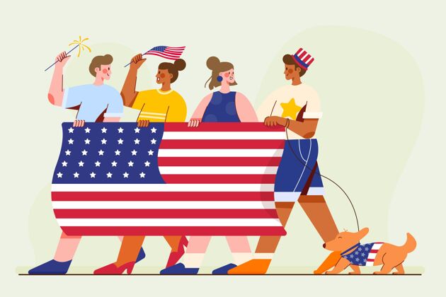 人民七月四日-独立日插画美国美国独立宣言