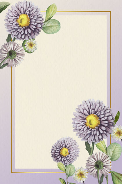 背景紫色背景上的金色花框花框架自然
