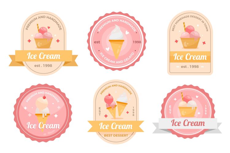 奶油扁平冰淇淋标签包包装收藏甜点