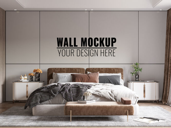 海报模型室内现代卧室墙壁模型卧室地板框架模型