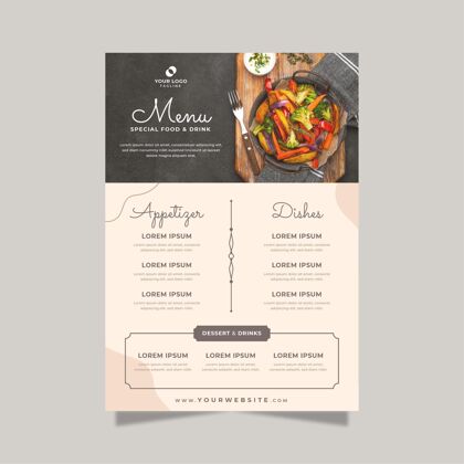 食品平面乡村餐厅菜单与照片膳食印刷品平面设计